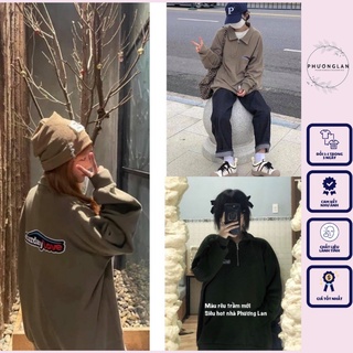 Áo nỉ zip  Áo nỉ cổ bẻ nâu saturday dành cho nữ PHULA khoá kéo dài tay Ulzzang oversize unisex