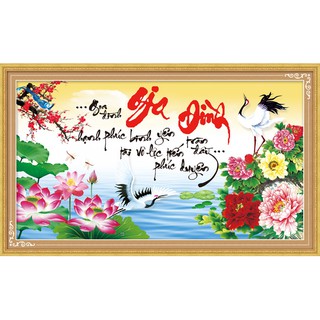 Tranh Đính Đá GIA ĐÌNH HẠNH PHÚC (ĐÁ ABC CAO CẤP). Kích Thước: 75cm x 45cm
