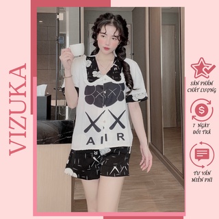 Đồ ngủ nữ bộ pijama tiểu thư lụa quần đùi mặc nhà VIZUKA