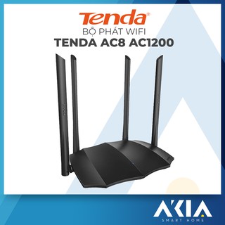 Bộ phát wifi băng tần kép Tenda AC8 AC1200 - 4 Cổng LAN Gigabyte 1000mbps, Wifi 2 băng tần, 4 Ăng ten phủ sóng rộng