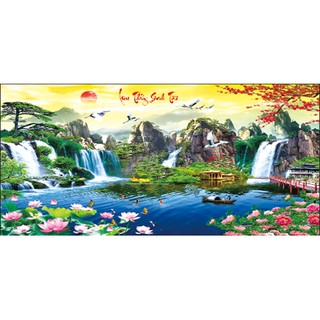 Tranh thêu chữ thập phong cảnh thiên nhiên Lưu Thuỷ Sinh Tài LV3021 LV3020_Chưa thêu