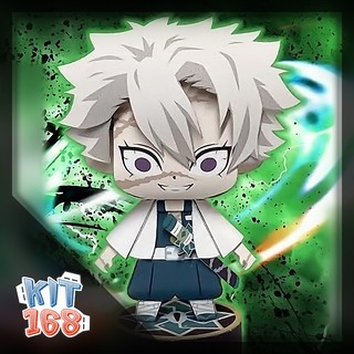 Mô hình giấy  Anime Chibi Sanemi Shinazugawa ver 3 – Demon Slayer (Kimetsu No Yaiba) + kit mô hình hộp trang trí