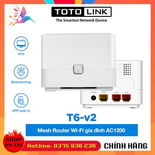 Bộ phát Wifi Mesh Totolink T6 cục phát 2-Pack AC1200Mbps - Chính hãng BH24TH