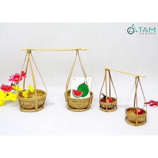 [HÀNG ĐẸP-ĐAN KỸ] Bộ quang gánh tre nhỏ để bàn trang trí T-GANH-01