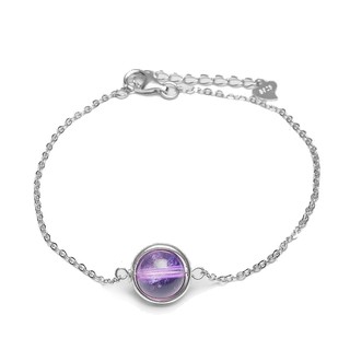 ANCARAT - Lắc Tay Bạc Đá Ngũ Hành Thạch anh Tím VD09 (Mệnh Thổ)