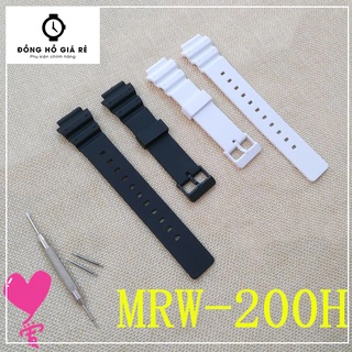 [TẶNG CHỐT] Dây đồng hồ cao su Casio Mrw-200H Mrw200H Mrw 200 Mrw 200h CAO CẤP 2 màu đen, trắng