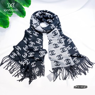 Khăn dạ chữ C lồng tua rua cao cấp - Xinh Xinh Accessories