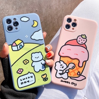 Ốp Lưng Silicon Màu Bảo Vệ Camera Bear Lucky Day