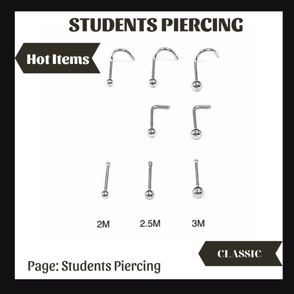 [RẺ VÔ ĐỊCH] 1 CHIẾC Khuyên mũi Basic bi tròn STUDENTSS PIERCING