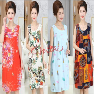 Váy đầm ngủ trung niên nữ V84 -  Đồ ngủ mặc nhà cho người lớn tuổi trung tuổi Bigsize - Quần áo thời trang mùa hè cho mẹ