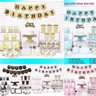 Set giấy trang trí sinh nhật ánh kim cao cấp (có 6 màu)