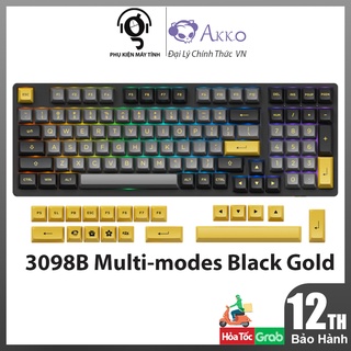 Bàn phím cơ AKKO 3098B Multi-modes Black Gold (Bluetooth 5.0 / Wireless 2.4Ghz / Hotswap / Foam tiêu âm / Foam đáy)