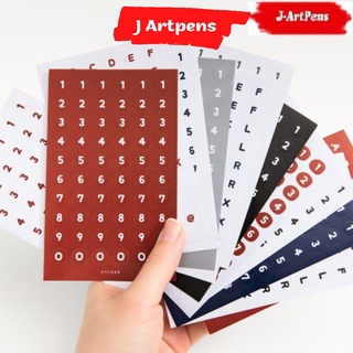 (NEW) Set Sticker Dán Chữ và Số Kèm Giấy Ghi Chú Gird - Dot - Line - Blank - Nhiều Màu (Xanh - Đỏ - Đen - Ghi)