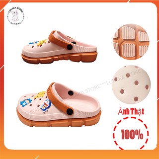 Dép Sục Màu Hồng DN04 Quai Ngang Đế Cao Su Siêu Nhẹ.Tặng kèm 6 sticker.
