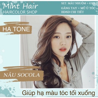 Kem Nhuộm Tóc Thảo Dược Nâu Socola Hạ Tone - Tặng Oxy