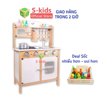 Đồ Chơi Nấu Ăn Cho Bé Gái bằng gỗ S-Kids. Bộ trò chơi nhà bếp lớn xinh xắn.