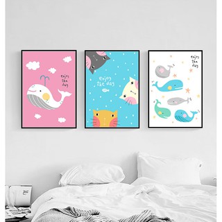 Combo 3 tranh canvas khung gỗ cao cấp - 30139 cá heo mèo