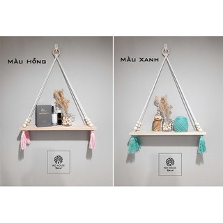 Kệ treo tường trang trí tua rua màu xinh xắn, kệ trang trí tường ván 40x10cm