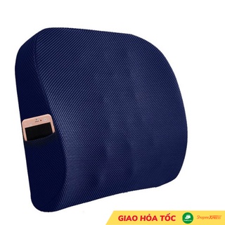 Gối Tựa Lưng Ghế Văn Phòng, Ghế Ô Tô Ruột Cao Su Non Vỏ Lưới Thoáng Mát Có Quai Cài