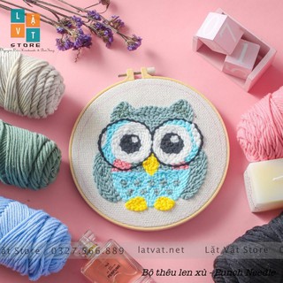 Bộ Len Xù Cú Mèo Thông Minh - Punch Needle