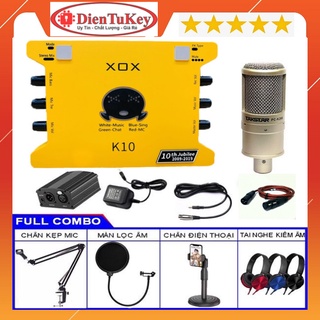 Bộ Mic Hát Livestream Soundcard XOX K10 2020 &amp; Mic TAKSTAR PC K200 tặng kèm tai nghe chuyên thu âm, livestream, karaoke