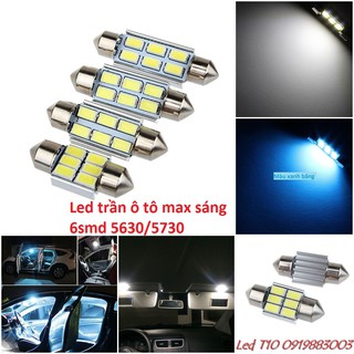 1 bóng Led trần ô tô, soi biển số, cốp ô tô 6smd 5630 5730