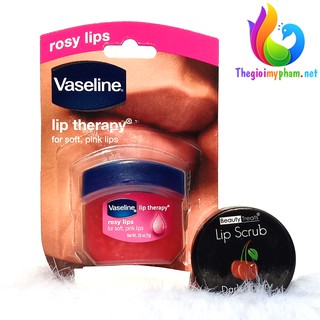 Combo Dưỡng Môi Hồng Vaseline 7g + Tẩy Kỳ Môi Lip Scrub 10g