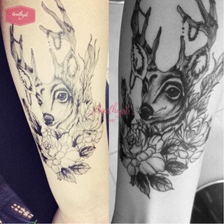 Hình Xăm Dán Bắp Tay Bắp Chân - Tatoo Đầu Hươu Retro Cao Cấp