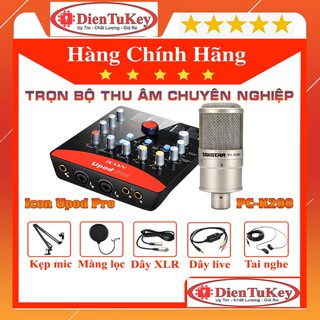 Bộ Combo Mic Thu Âm Hát Livestream Sound Card  Icon Upod Pro Mic Takstar PC-K200  Chuyên Livestream, Thu Giọng Đọc