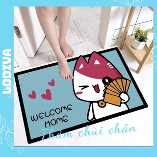 Thảm Chùi Chân chống trượt hình thú thấm nước 3d cao cấp LODIVA TCC01