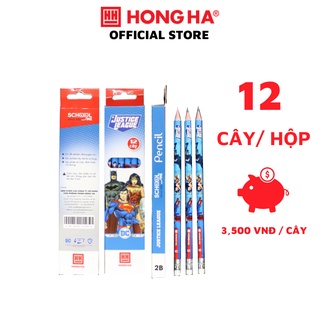 Bút chì Justice League 2B Hồng Hà - kèm đầu tẩy 1 hộp/12 chiếc (3506)
