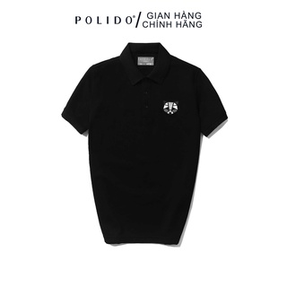 Áo Polo Nam Cộc Tay CEFFYLO Màu Đen Thêu Con Gấu Trước Ngực Form Dáng Slimfit Thấm Hút Mồ Hôi Tốt
