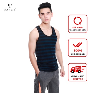 [Mã BMBAU50 giảm 7% đơn 99K] Áo thun nam Narsis NMS1250 màu kẻ xanh đậm