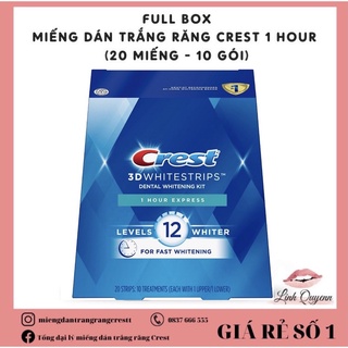 Miếng Dán trắng răng Crest cấp tốc sau 1 giờ Fullbox - 1 Hour Express (10 gói)