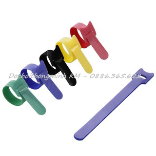 Velcro 2 mặt tự dính chữ T buộc gọn dây cáp dài 12.5cm nhiều màu
