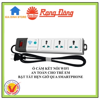 Ổ Cắm điện thông minh Rạng Đông OC02, kết nối wifi, điều khiển bật tắt qua điện thoại, chống giật, bh 1 năm