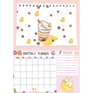 Sổ kế hoạch tháng vịt dake duck MPI41 Monthly Planner 12 trang hoạt hình cute thần tượng