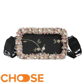 Túi Đeo Chéo Nữ Choose Túi Hình Hộp Đính Viền Hoa Lá Đẹp Mắt BBK3K5