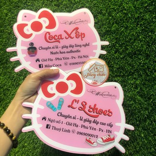 Bảng hiệu mèo hello Kitty hồng_ Bảng hiệu xinh giá rẻ_ bảng treo shop_ bảng decor quán