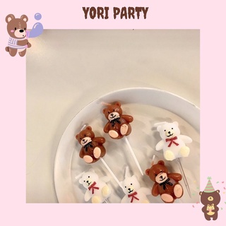 Nến Hình Gấu Nâu , Trắng Trang Trí Bánh Kem 1c Ngộ Nghĩnh - Nến Trang Trí Bánh Kem - Yori Party