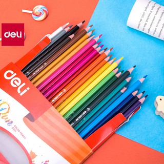 [Mã LIFEBOOK153 giảm 50K đơn 99K] Bút chì màu hình tam giác Deli, 12 màu/18 màu/24 màu - EC00100/EC00110/EC00120