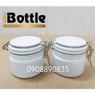 Chai lọ sang chiết mỹ phẩm - Hủ nhựa trắng cao cấp nắp quai 200g