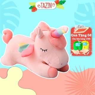 Gấu bông kì lân unicorn nằm, gối ôm thú nhồi bông kì lân unicorn cho bé cao cấp Tazin
