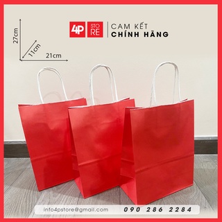 TÚI GIẤY KRAFT ĐỎ TƯƠI 21X27X11CM
