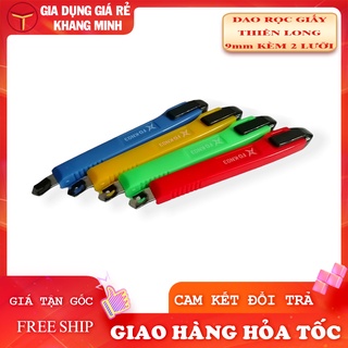 Dao Rọc Giấy Nhỏ 9mm FlexOffice FO-KN03 Kèm 2 Lưỡi Bên Trong