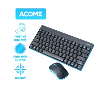 Bộ Bàn Phím Và Chuột Không Dây Nhỏ Gọn ACOME AKM2000 2.4GHz Độ Phân Giải 1600DPI Tặng Kèm Pin
