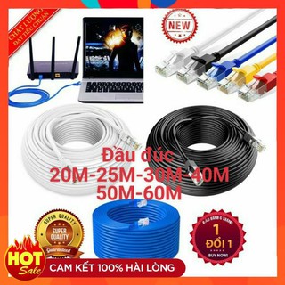 [Lõi Đồng]Dây mạng cat5e dài 20M 25M 30M 40M 50M 60M chuẩn đúc sẵn 2 đầu bấm-dây mạng lan internet tốt xịn cao cấp
