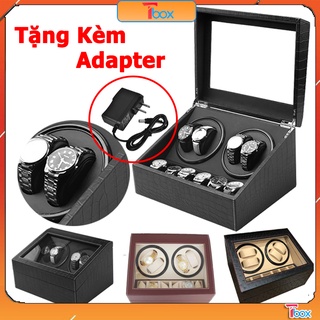 Hộp đựng đồng hồ cơ xoay tự động với 4 xoay và 6 ngăn trưng bày - Hộp xoay đồng hồ cơ