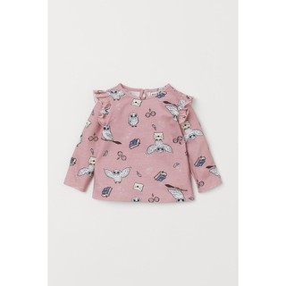 Áo cánh tiên cotton hồng cú HM H&amp;M _hàng chính hãng authentic