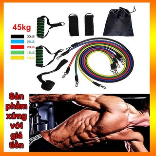 Dây tập thể hình ngũ sắc, móc kim loại, siêu bền